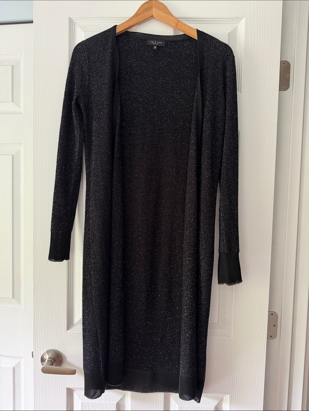 rag & bone Black Metallic Open-Front Long Sleeve cardigan